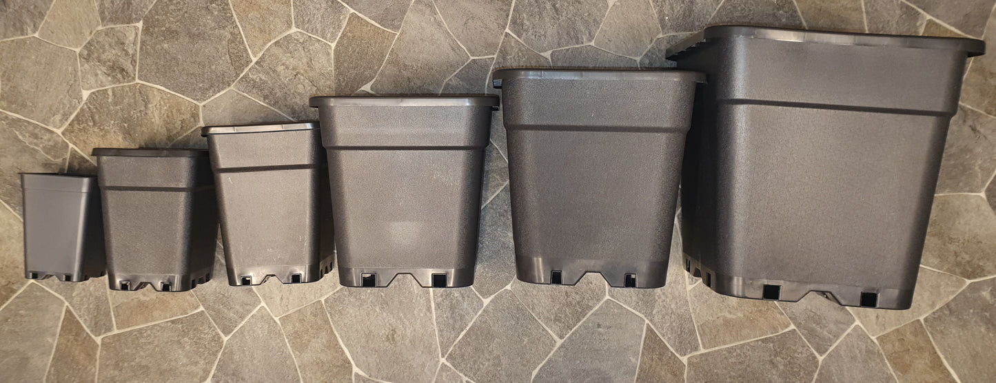 Kruka 28 cm kvadrat svart 14 liter 5-pack