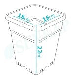 Kruka 18 cm kvadrat svart 5 liter 5-pack